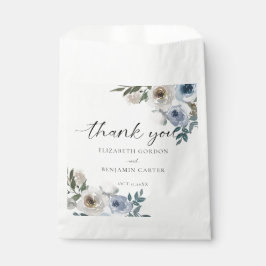 Bolsa De Papel Boda azul turbio guión elegante floral rústico
