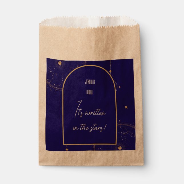 Bolsa De Papel Boda azul y oro de la Marina Celestial Nocturna Sk (Anverso)