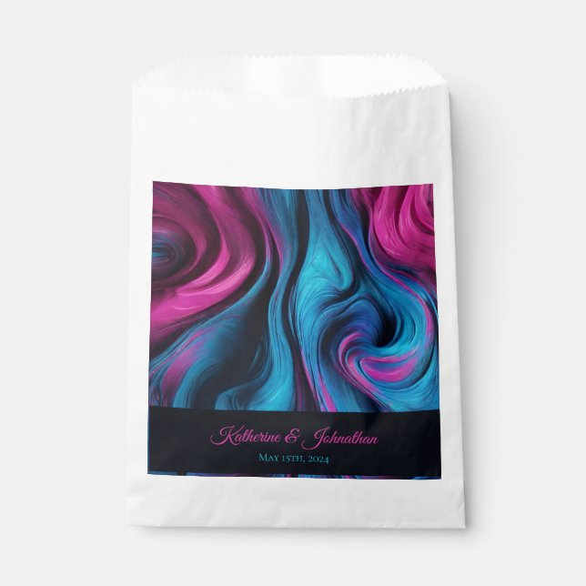 Bolsa De Papel Boda-azul y rosa moderno- (Anverso)