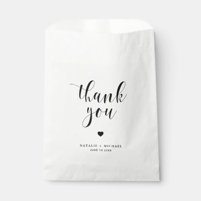 Bolsa De Papel Boda Black Bold Script Gracias (Anverso)
