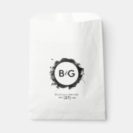 Bolsa De Papel Boda blanco negro simple