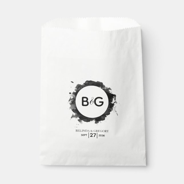 Bolsa De Papel Boda blanco negro simple (Anverso)