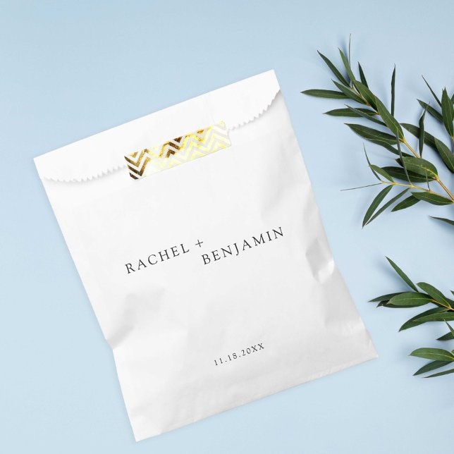 Bolsa De Papel boda blanco negro tradicional minimalista (Subido por el creador)