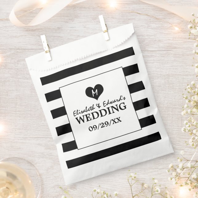 Bolsa De Papel Boda blanco y negro de Moda moderna (Cortado)