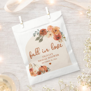Bolsa De Papel Boda Bohemio de Terracota de Otoño en Amor Calabaz
