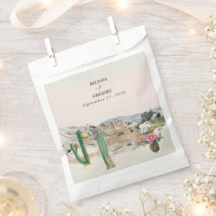 Bolsa De Papel Boda Boho Cactus Desierto Acuarela