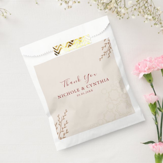 Bolsa De Papel Boda Boho Moderno de Terracota Naranja Quemada (Sellado)