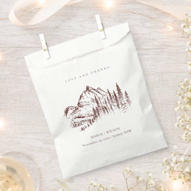 Bolsa De Papel Boda bosque de pino óxido rústico (Cortado)
