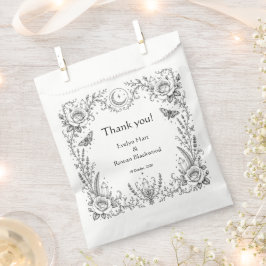 Bolsa De Papel Boda Botánica Gótica en Blanco y Negro
