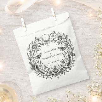 Bolsa De Papel Boda Botánica Gótica en Blanco y Negro