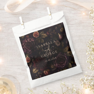 Bolsa De Papel Boda Botánica Oscura de Romance Enraizado y Malhum