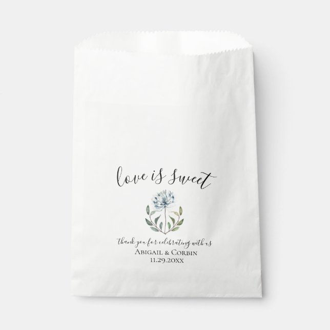 Bolsa De Papel Boda Botánico Azul Dusty (Anverso)