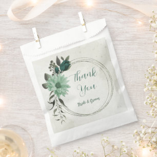Bolsa De Papel boda botánico de flores verdes esmeraldas
