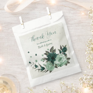 Bolsa De Papel boda botánico de flores verdes esmeraldas