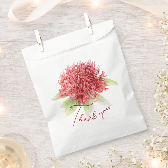 Bolsa De Papel Boda botánico de la waratah roja (Cortado)