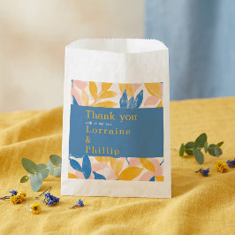 Bolsa De Papel Boda botánico de Leafy azul y amarillo gracias