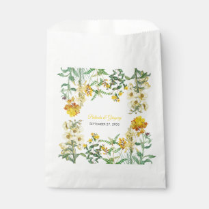 Bolsa De Papel Boda Botánico Floral Vintage Amarillo