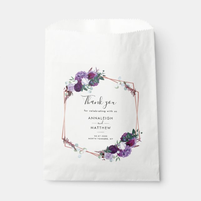 Bolsa De Papel Boda Botánico Morado Floral (Anverso)