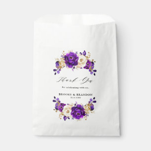 Bolsa De Papel Boda Botánico Royal Purple Violet Gold Floral