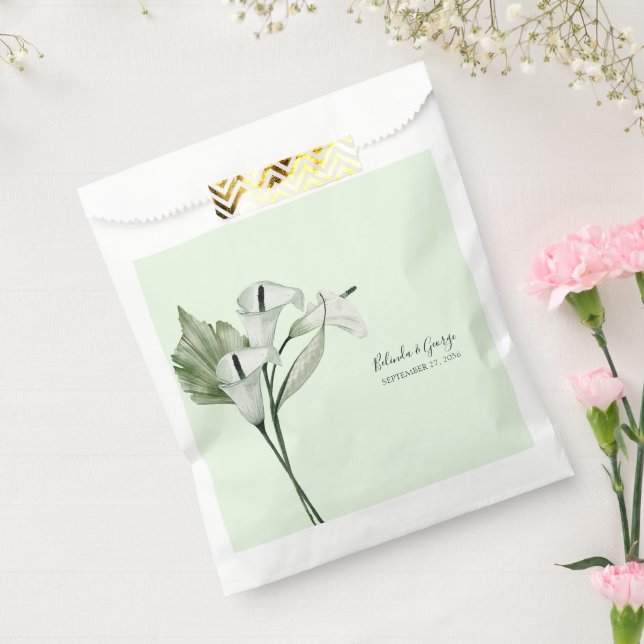 Bolsa De Papel Boda Calla Lilies Blanco Moderno (Sellado)