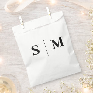 Bolsa De Papel Boda Clásica con Monograma Elegante