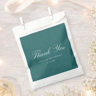 Bolsa De Papel Boda Clásica Teal de Dinero Antiguo