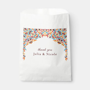 Bolsa De Papel Boda con borde de estilo floral de marfil de lujo