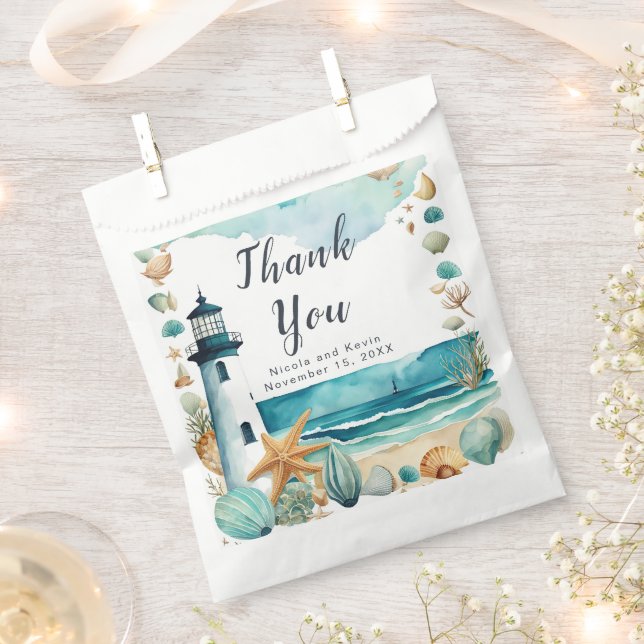Bolsa De Papel Boda con faro náutico (Cortado)