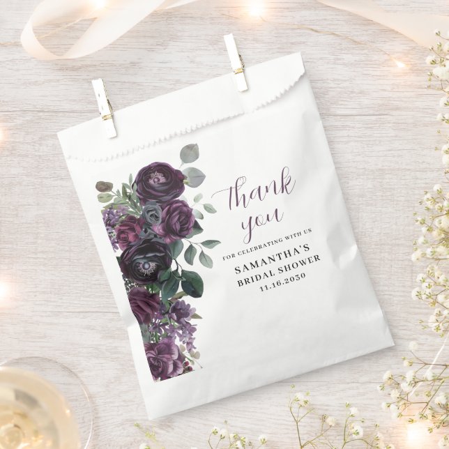 Bolsa De Papel Boda con flores moradas y melancólicas (Cortado)