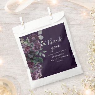 Bolsa De Papel Boda con flores moradas y melancólicas