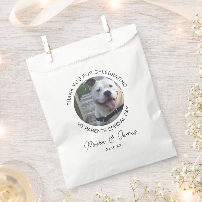 Bolsa De Papel Boda con Foto de Perro Moderno (Cortado)