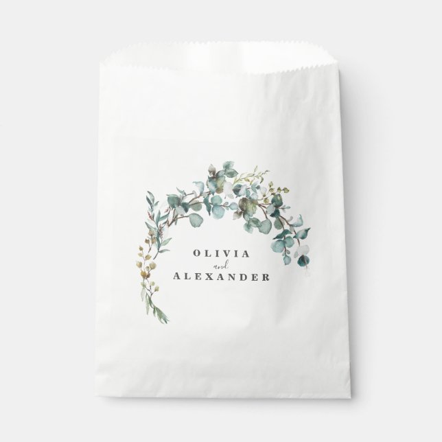 Bolsa De Papel Boda con vegetación de eucalipto (Anverso)
