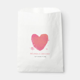 Bolsa De Papel Boda Corazón Acuarela Rústica