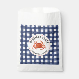 Bolsa De Papel Boda Costero de Gingham Crab Medianoche