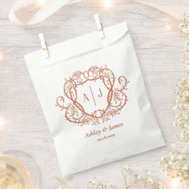 Bolsa De Papel Boda Cresta Monograma Terracota Rosa Trepadora