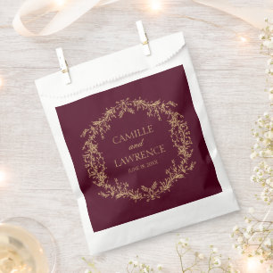 Bolsa De Papel Boda Cuadro Floral Toile Champagne Borgoña