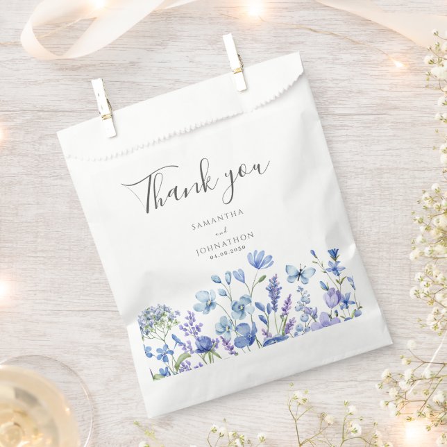 Bolsa De Papel Boda de acuarela Blue Wildflower Meadow (Cortado)