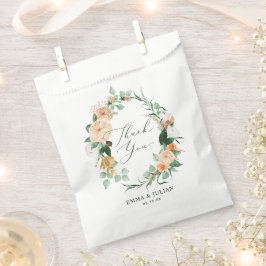 Bolsa De Papel Boda de acuarela Boho Peach Botanical Gracias