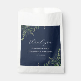 Bolsa De Papel Boda de acuarela botánica de la Marina Blue Greene