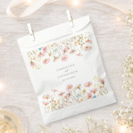 Bolsa De Papel Boda de acuarela de flores silvestres de color ros
