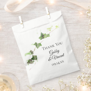 Bolsa De Papel Boda de acuarela de marfil verde inglés