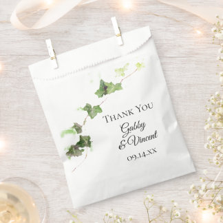 Bolsa De Papel Boda de acuarela de marfil verde inglés