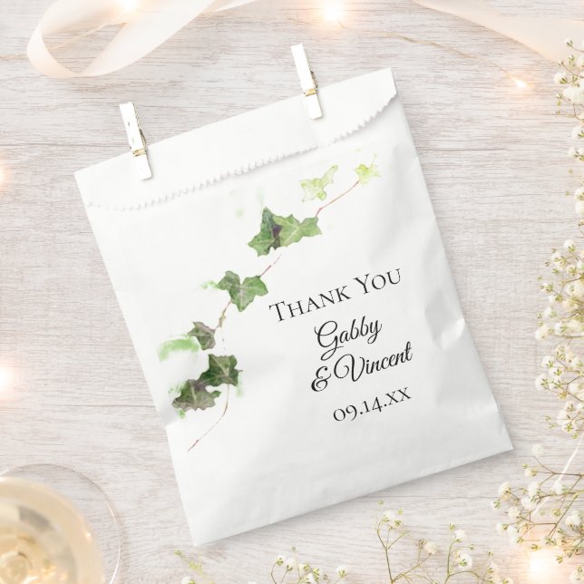 Bolsa De Papel Boda de acuarela de marfil verde inglés (Cortado)