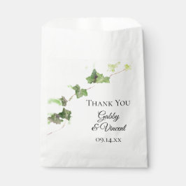 Bolsa De Papel Boda de acuarela de marfil verde inglés