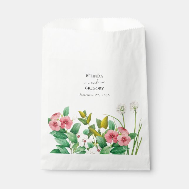 Bolsa De Papel Boda de acuarela de Wildflowers Periwinkle (Anverso)