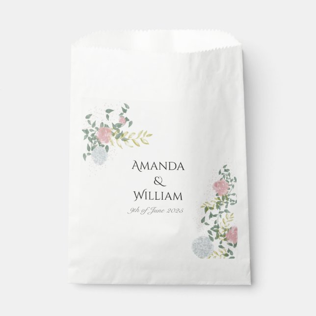 Bolsa De Papel Boda de Acuarela Floral Fina (Anverso)