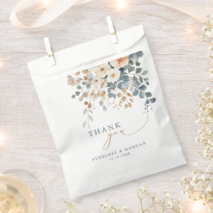 Bolsa De Papel Boda de acuarela floral suave de tono de tierra