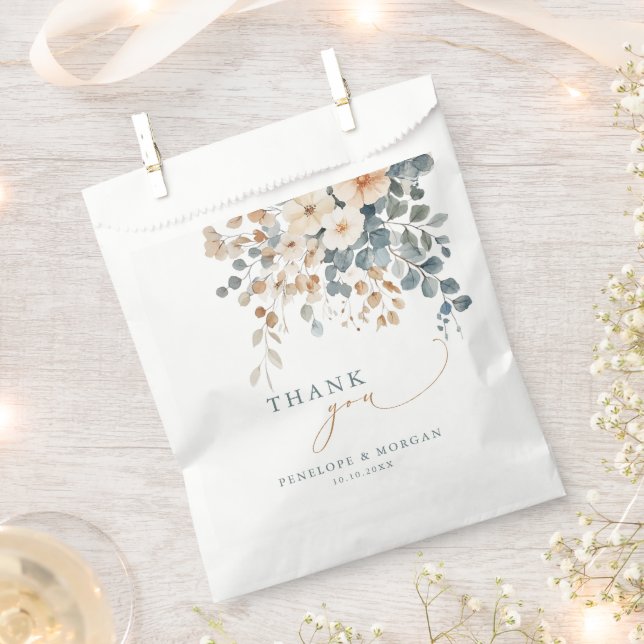 Bolsa De Papel Boda de acuarela floral suave de tono de tierra (Cortado)