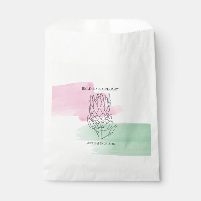 Bolsa De Papel Boda de acuarela King Protea (Anverso)