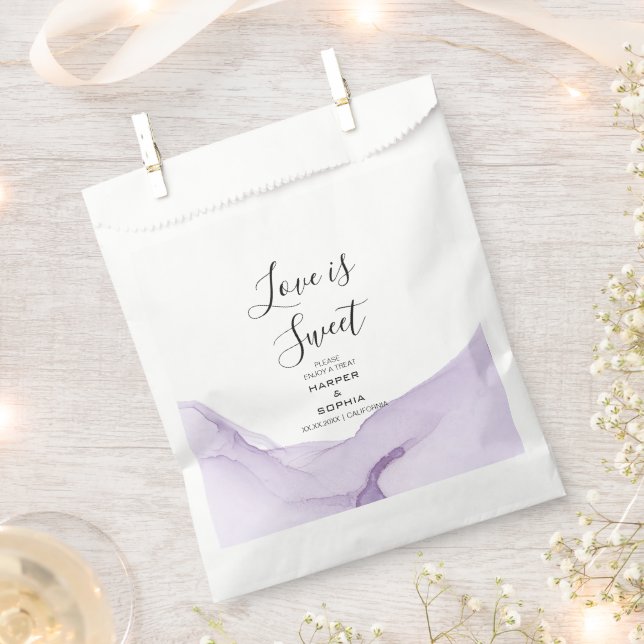 Bolsa De Papel Boda de Acuarela Moderna Púrpura (Cortado)